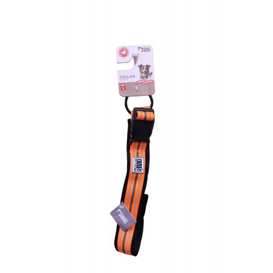 Mon ami luki - collier réfléchissant chien - orange - chien - taille l-2.5cmx45/60cm