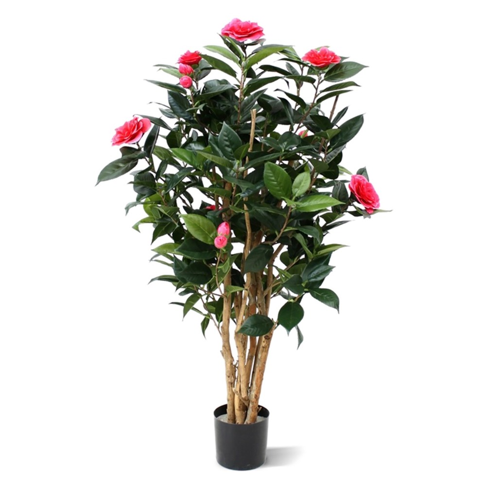 Camelia artificiel cerise deluxe de 100 cm