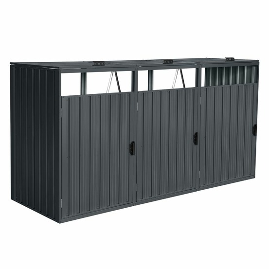 Home deluxe - abri pour poubelles cubo - peut accueillir 3 poubelles de 240 litres, couleur : anthracite, résistant aux intempéries,