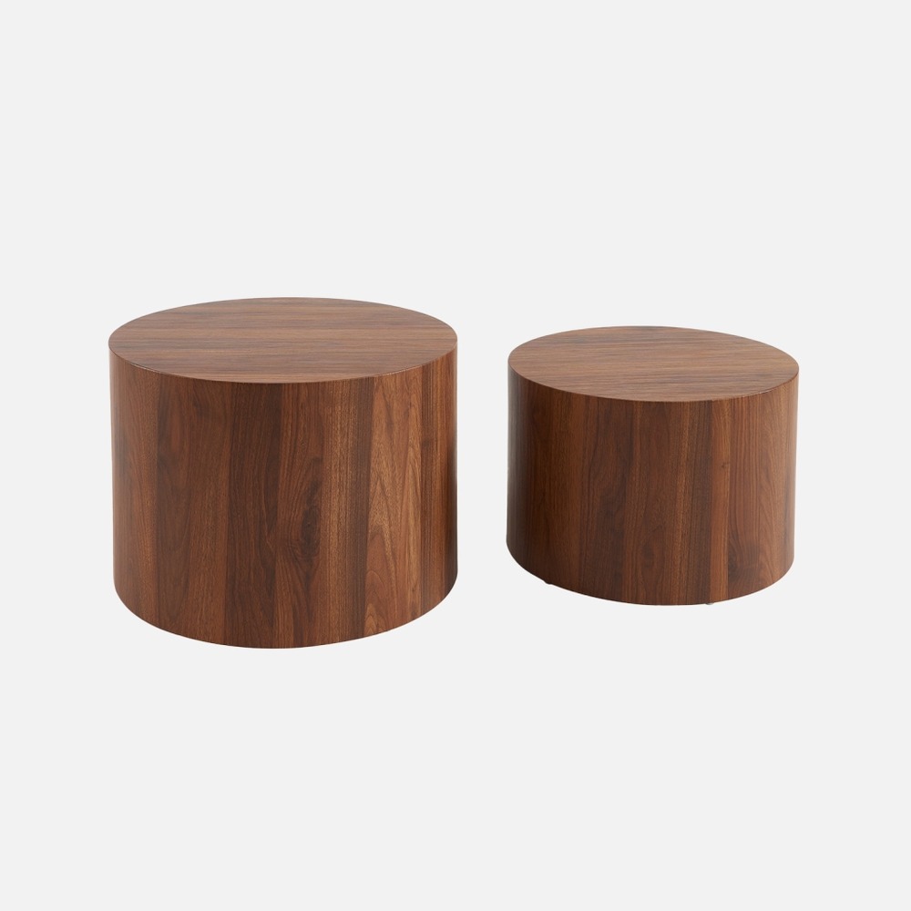Lot de 2 tables basses rondes décor bois sylva