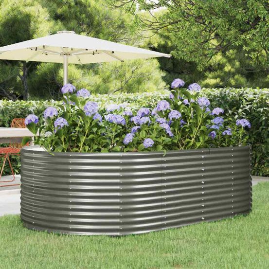 Jardinière surélevée ovale acier galvanisé 212x140cm gris