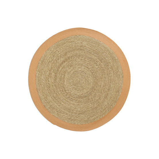 Tapis en jonc 120 cm naturel bordure colorée