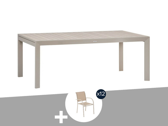 Table de jardin rectangulaire extensible rallonge coulissante alu evasion effet