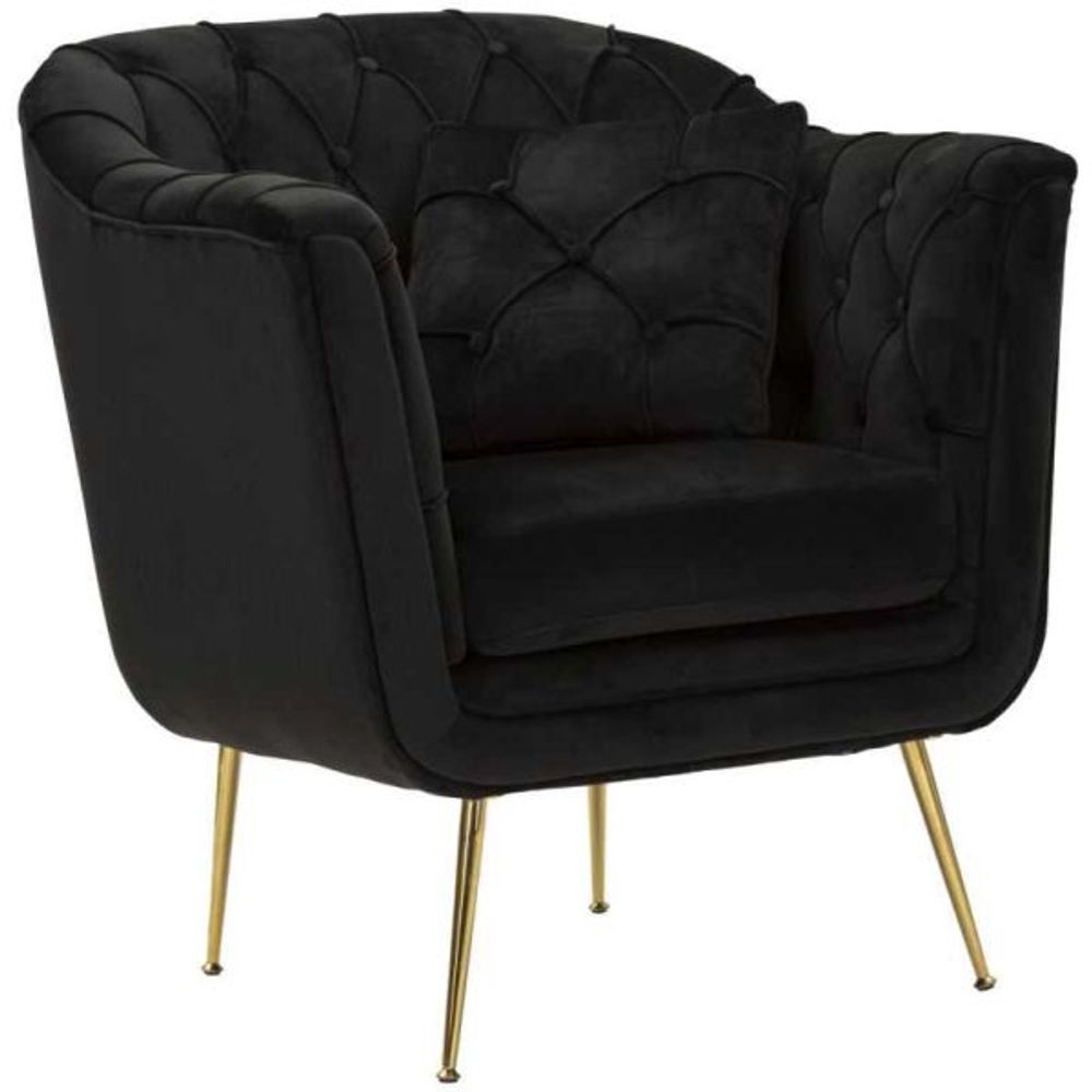 Fauteuil en tissu capitonné budapest 88 x 83 x 91 cm noir