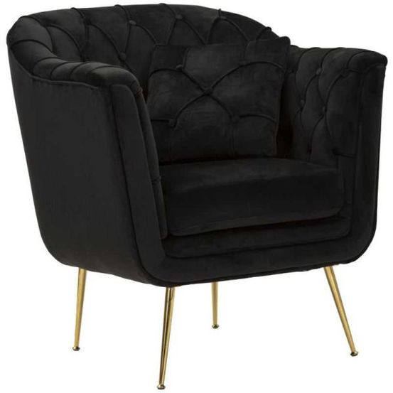 Fauteuil en tissu capitonné budapest 88 x 83 x 91 cm noir