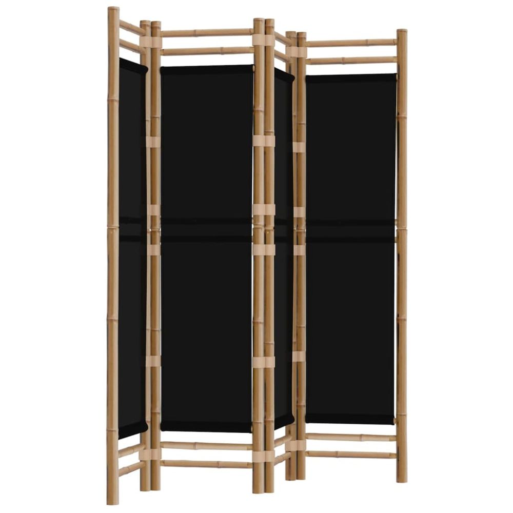 Cloison de séparation pliante 4 panneaux 160 cm bambou et toile