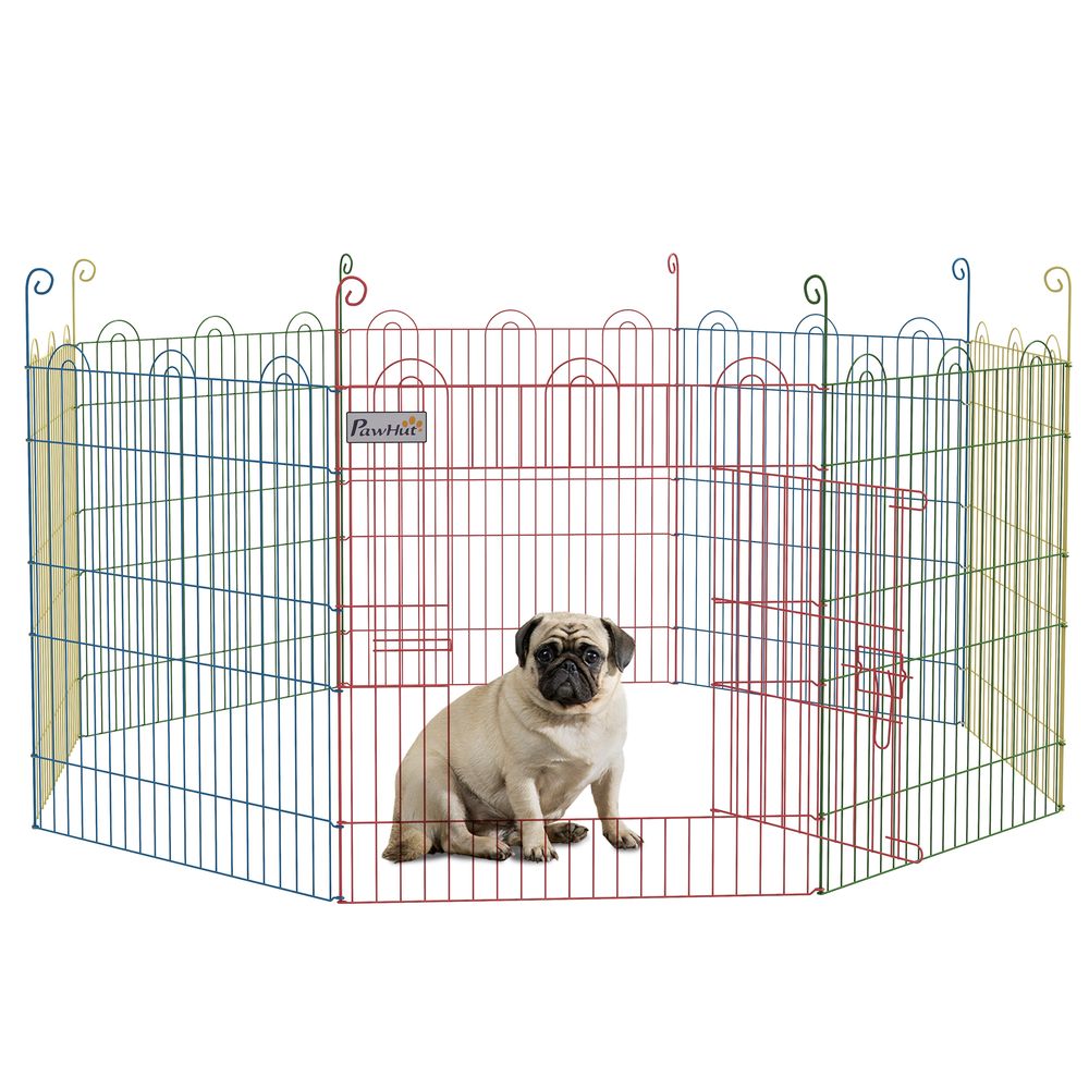Parc pour chiot acier multicolore ø 156 x 60 cm intérieur extérieur modulable