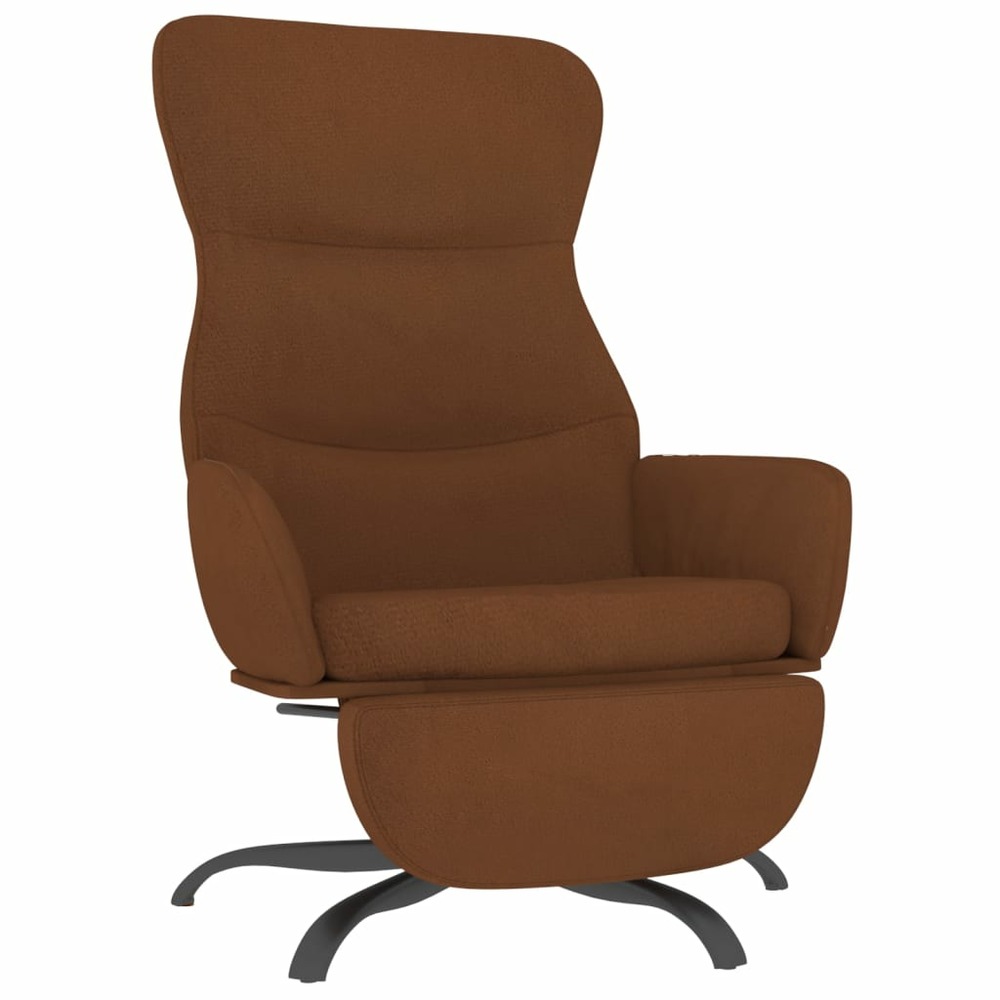 Chaise de relaxation avec repose-pied marron tissu microfibre