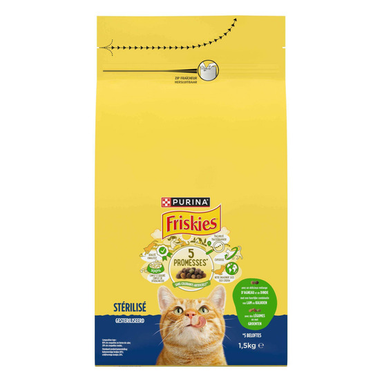 Croquettes chat mélange d'agneau, dinde avec des légumes 1.5kg friskies