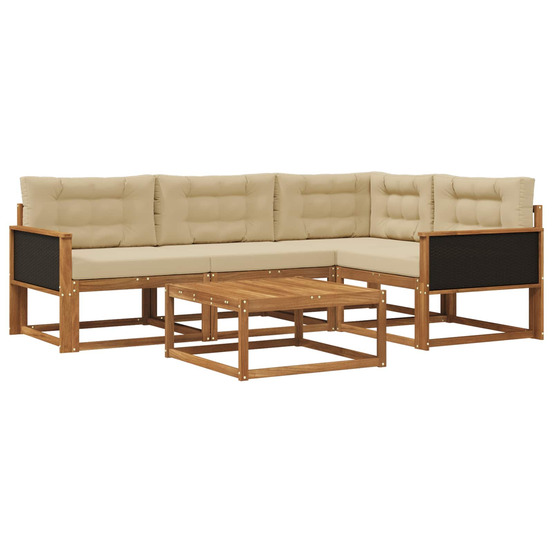 Ensemble de canapés d'extérieur 5 pcs naturel et beige