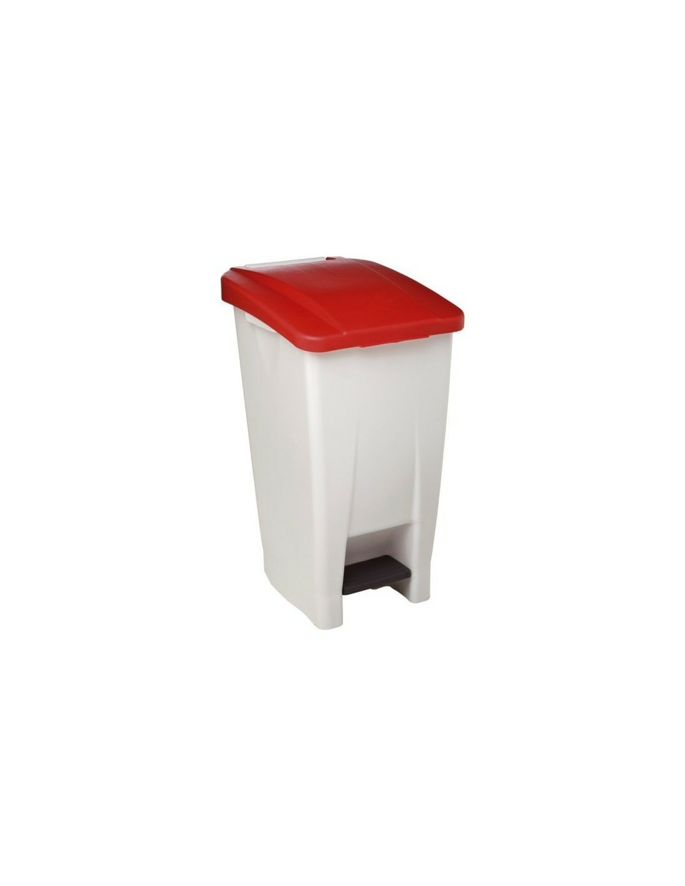Poubelle mobile a pedale plastique 60 l - blanc couvercle jaune