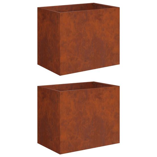 Cache-pot de jardin 2 pc rouillé 50 x 40 x 50 cm acier patiné