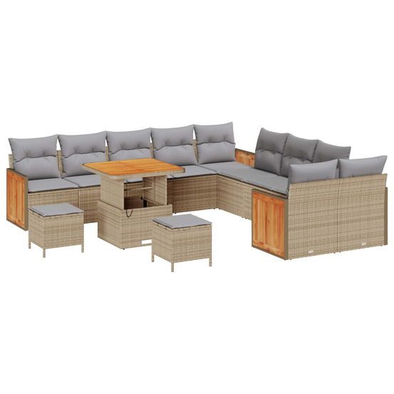 Ensemble de canapé de jardin 13 pcs beige et gris clair