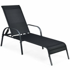 Bain de soleil chaise longue de jardin inclinable avec dossier réglable sur 5 positions noir