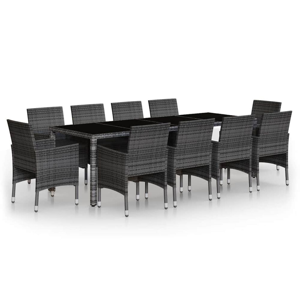 Ensemble à manger de jardin 11 pcs résine tressée gris