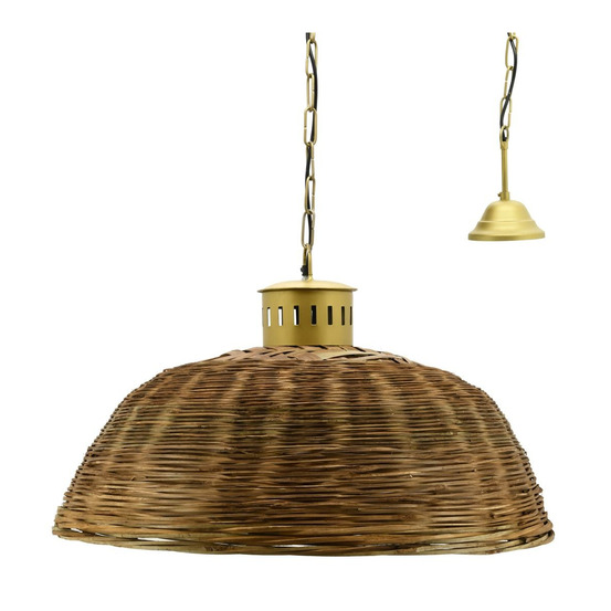 Suspension en bambou teinté et métal doré diamètre 70 cm