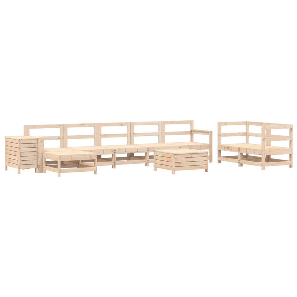 Salon de jardin 10 pcs bois de pin massif