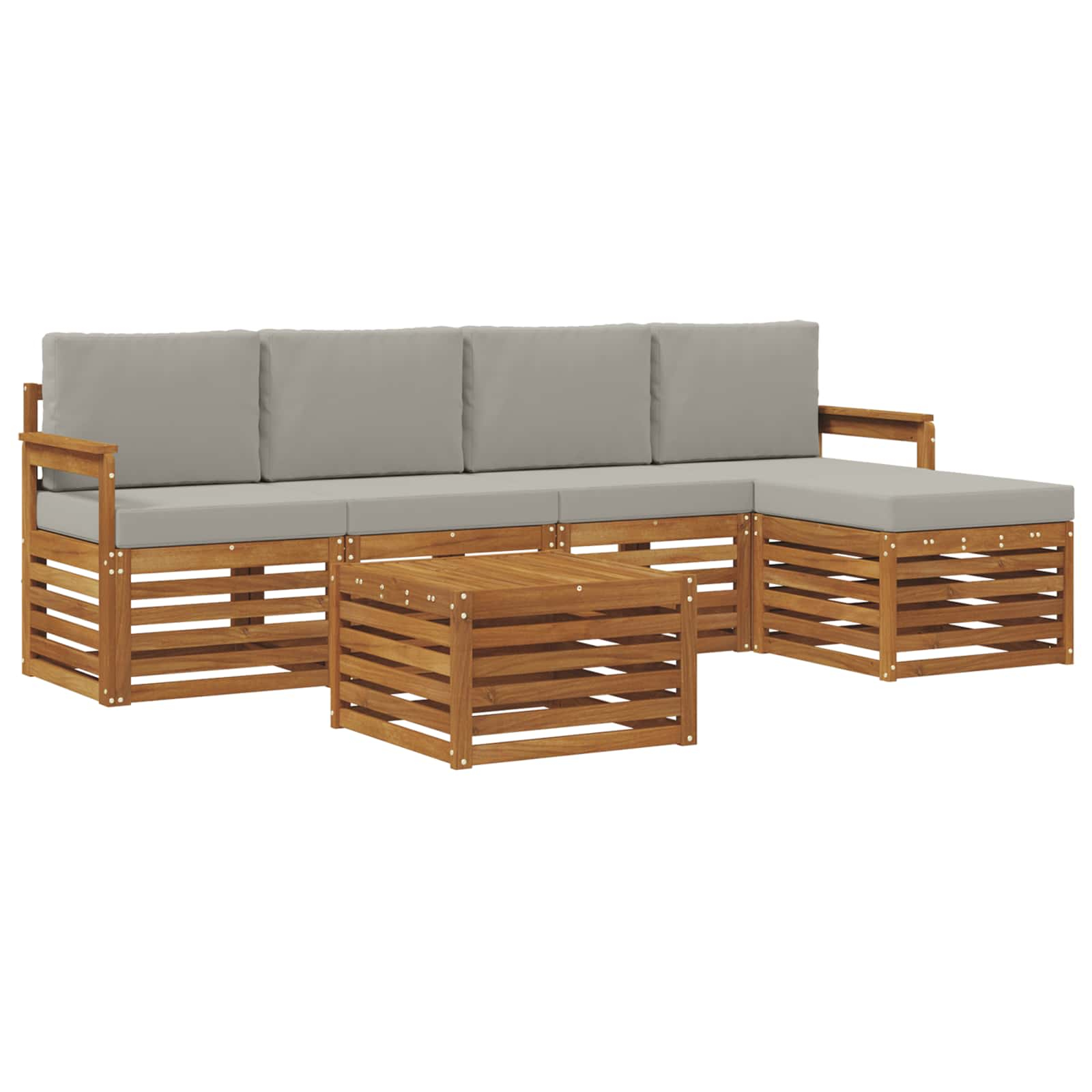 Ensemble de canapés d'extérieur 6 pcs gris naturel et clair