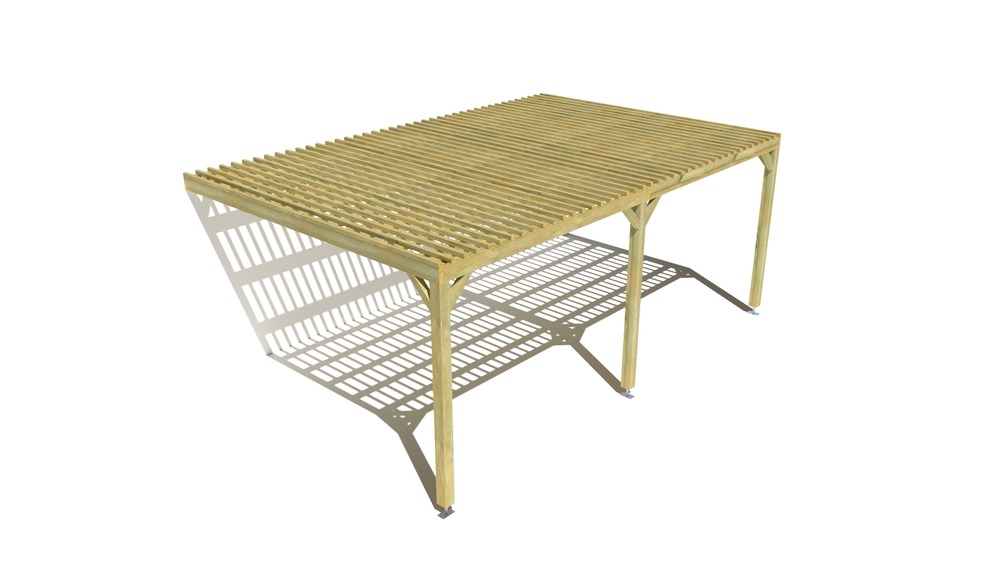 Pergola bois • 6m x 4m • adossée • sens largeur • lattage bois • livraison comprise
