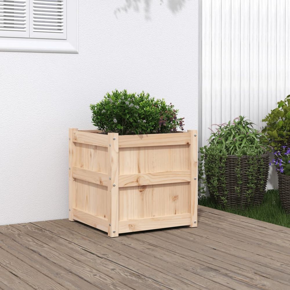 Jardinière carrée en bois de pin massif pour potager jardin balcon 50cm