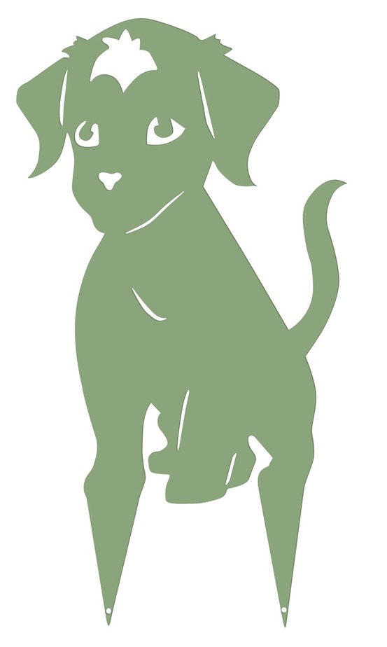 Figurine à piquer en forme de chiot - 20x36,5cm - vert pâle