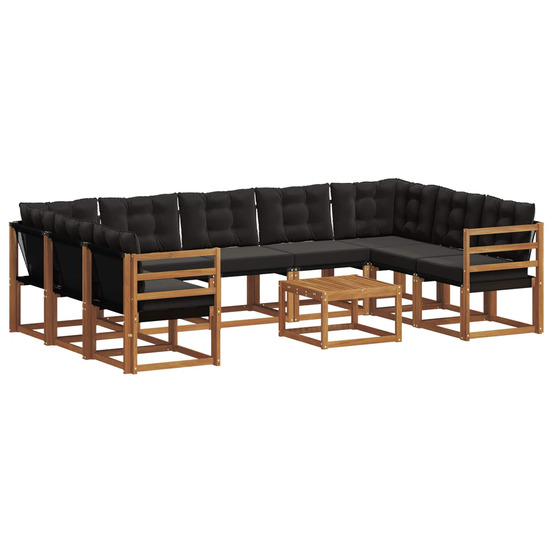Ensemble de canapés d'extérieur 10 pcs naturel et noir