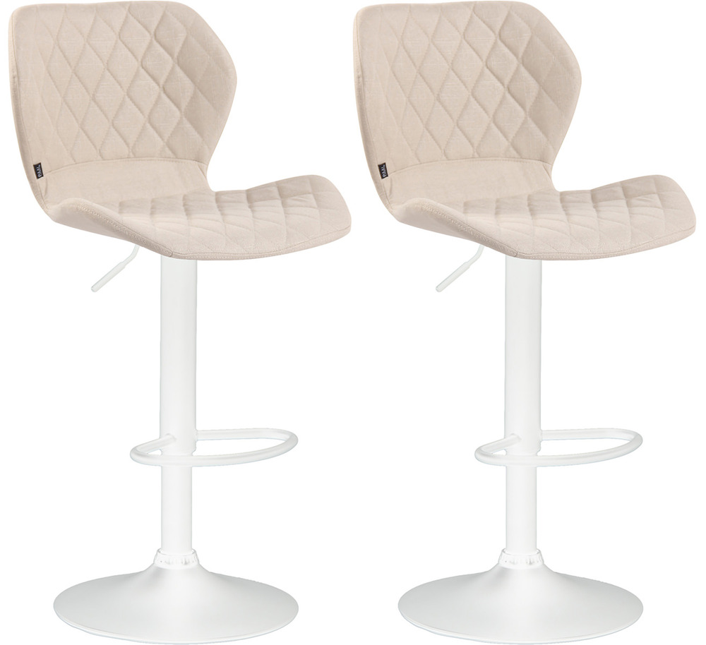 Lot de 2 tabourets de bar tissu liège blanc