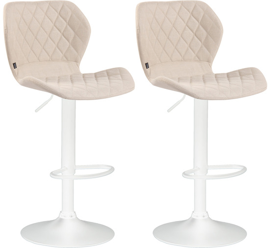Lot de 2 tabourets de bar tissu liège blanc