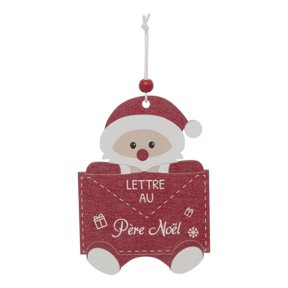 Décoration de sapin lettres sur présentoir en bois rouge et blanc