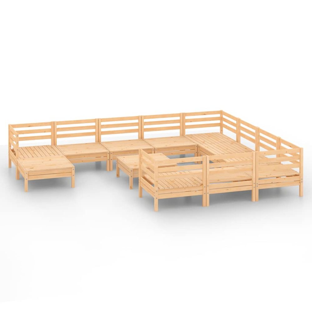 Salon de jardin 12 pcs bois de pin massif