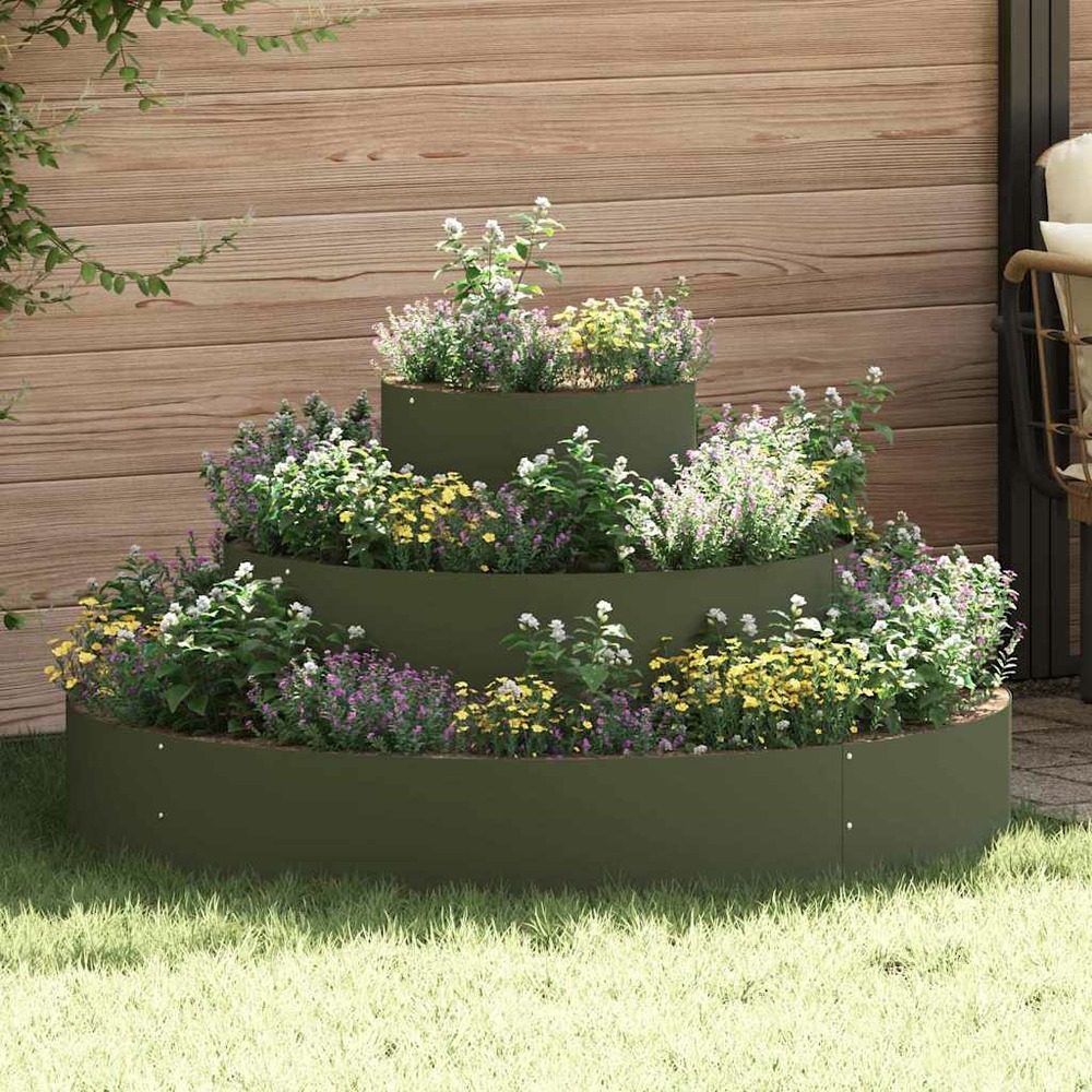 Cache-pot de jardin vert olive 120 x 120 x 20 cm
