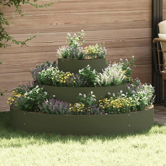 Cache-pot de jardin vert olive 120 x 120 x 20 cm