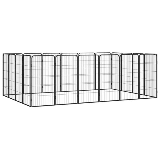 Parc chiot acier 20 panneaux enclos modulable noir 300cm