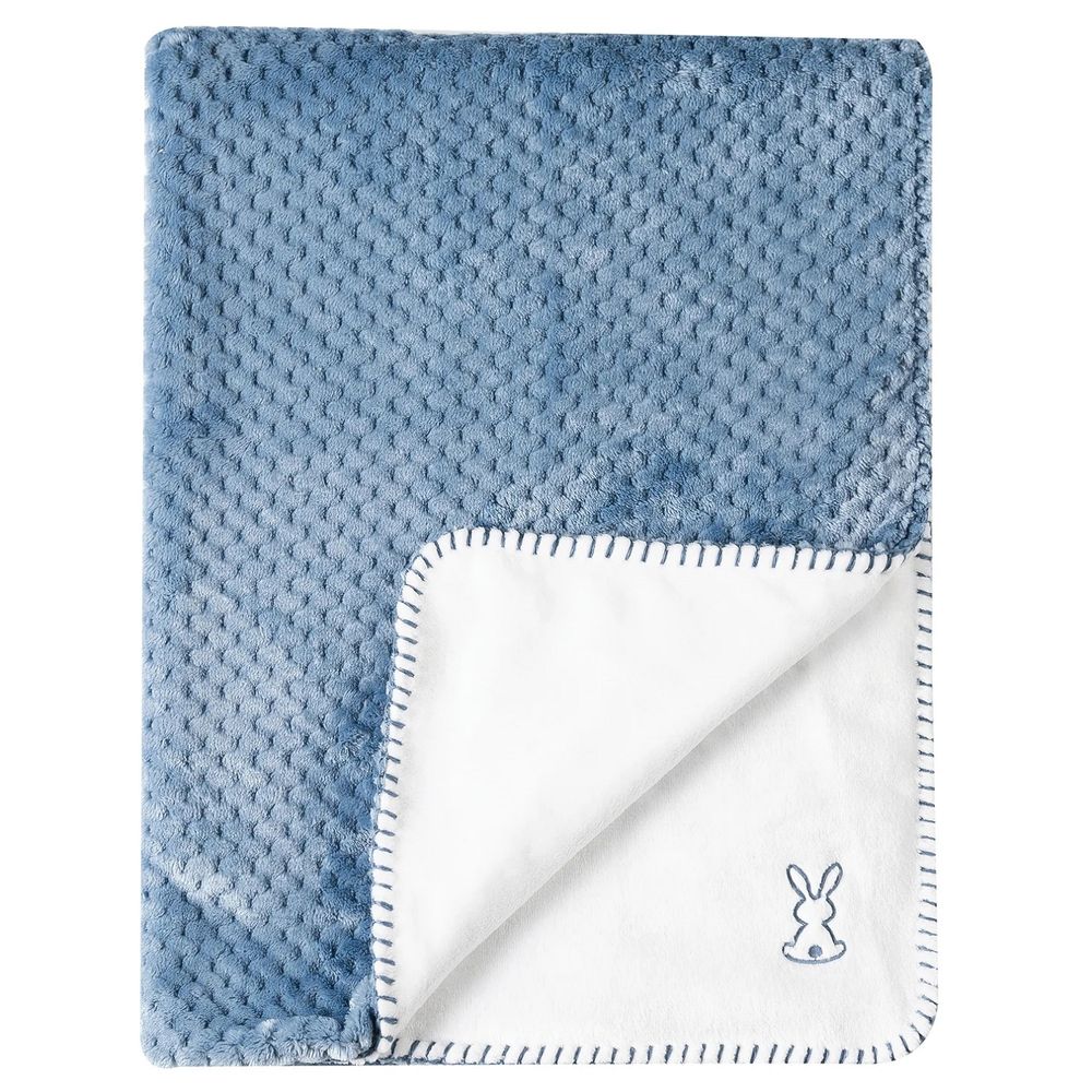 Couverture bébé lapidou bleu et blanc