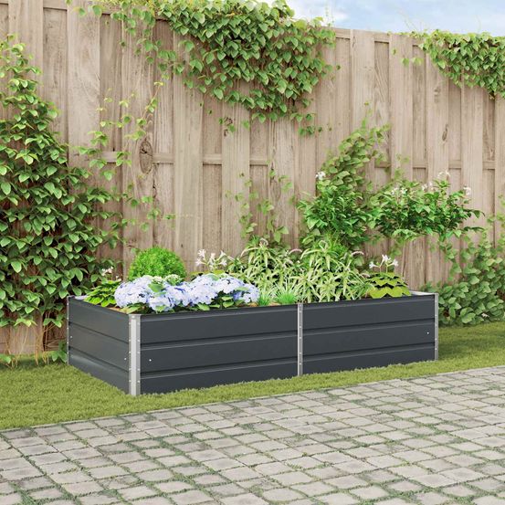 Grand carré potager acier galvanisé 195x100x45 cm jardin terrasse anthracite