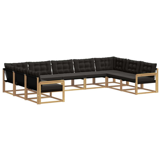 Ensemble de canapés d'extérieur 9 pcs blanc et noir