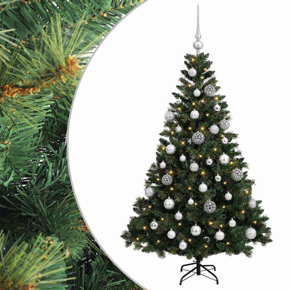 Arbre de noël artificiel avec boule 120 cm 150 led blanc chaud