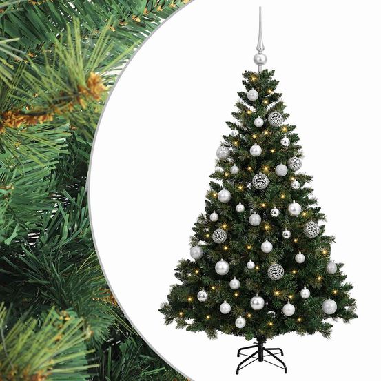 Arbre de noël artificiel avec boule 120 cm 150 led blanc chaud