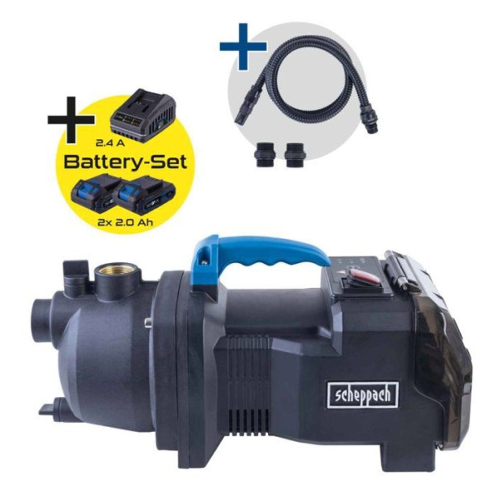 Pompe de jardin - c-gp3000-x - set s - 3000l/h - 2 batteries 2.0ah 20v ixes + chargeur 2.4a