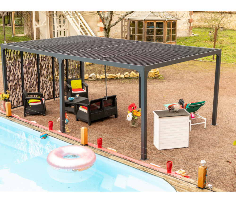 Pergola bioclimatique 21.52m² gris anthracite - per36m60bi