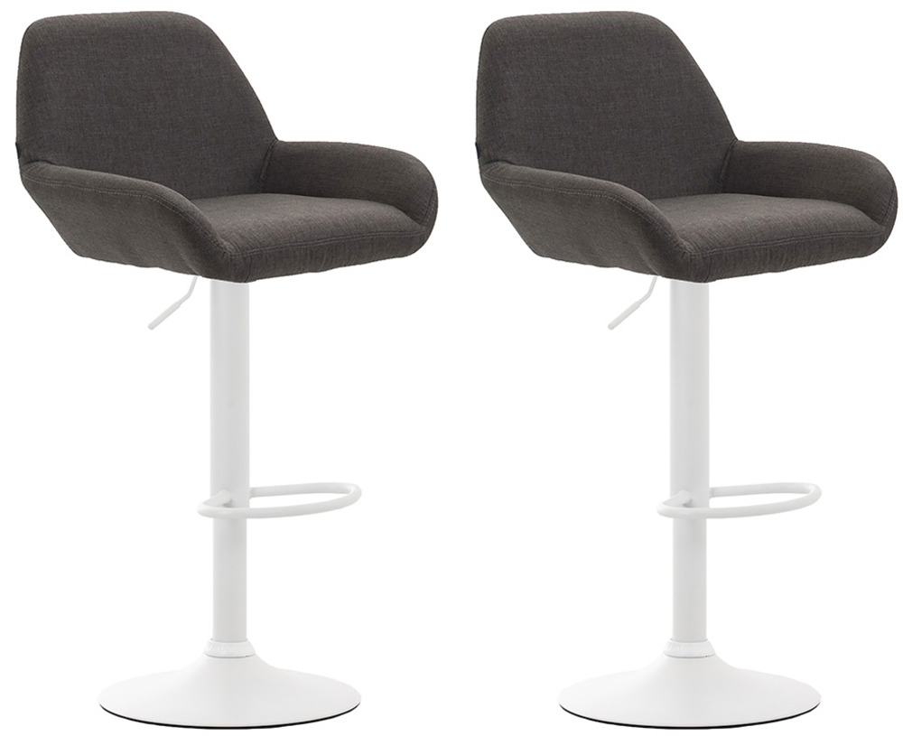 Lot de 2 tabourets de bar braga tissu blanc