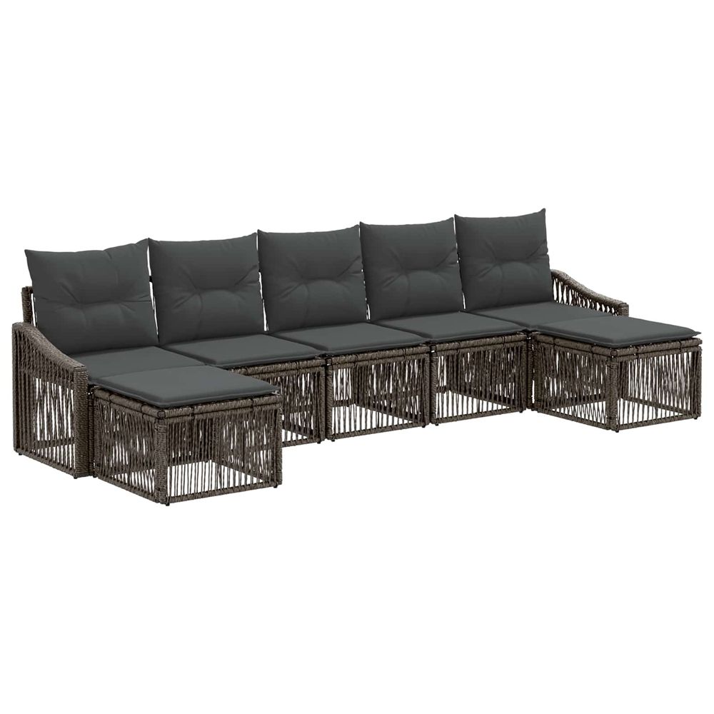Ensemble de canapé de jardin 7 pc gris polyrotin