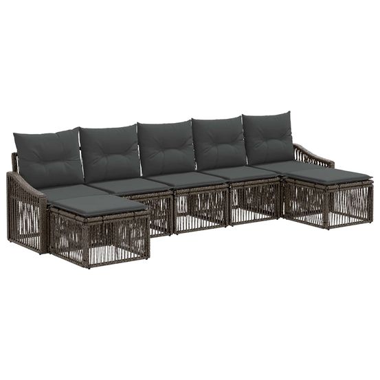 Ensemble de canapé de jardin 7 pc gris polyrotin