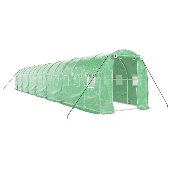 Serre avec cadre en acier vert 28 m² 14x2x2 m