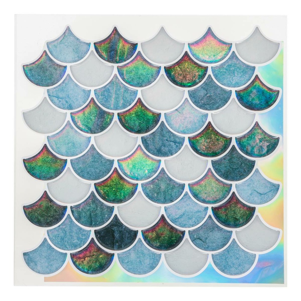 Sticker "vague" - carreaux - bleu - 26x26 cm