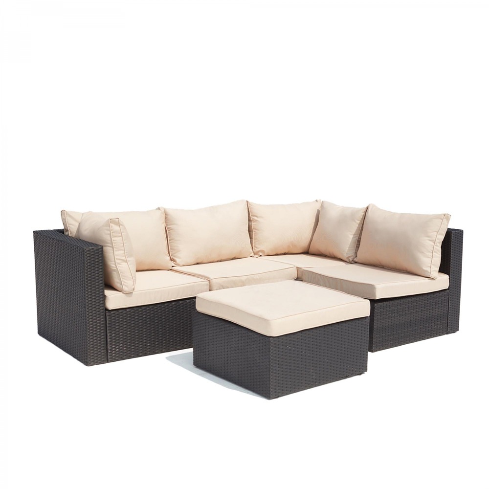 Salon de jardin modulable 5 places en résine tressée blanc milano