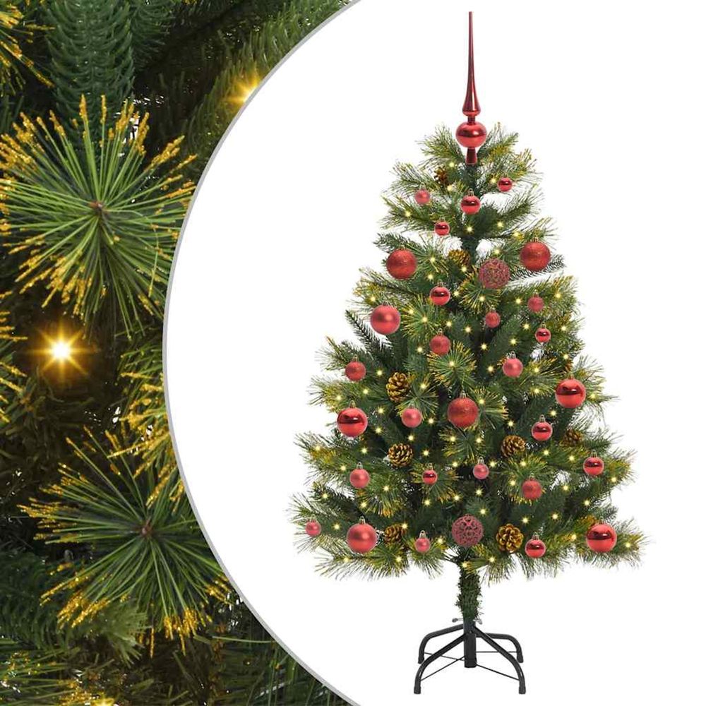 Sapin de noël artificiel avec branches pliables et cônes 120 cm