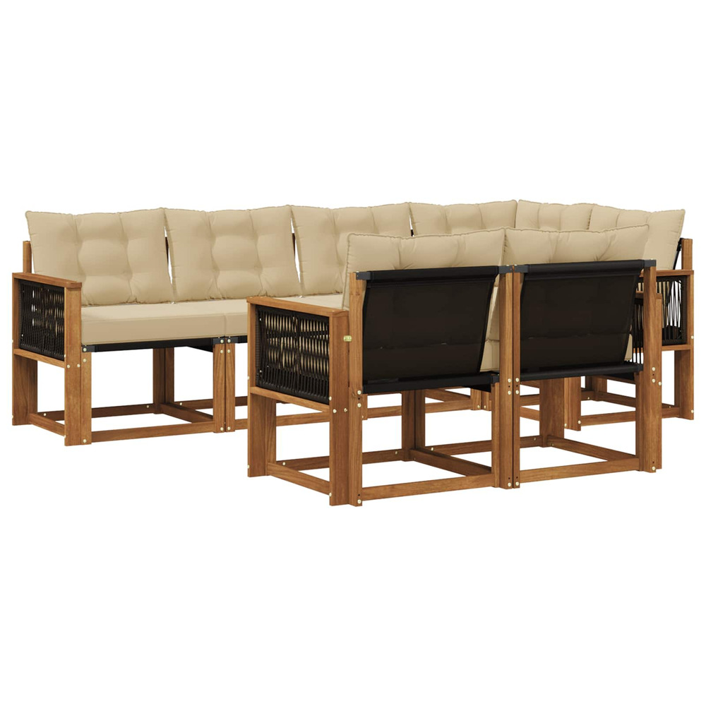 Ensemble de canapés d'extérieur 7 pcs naturel et beige