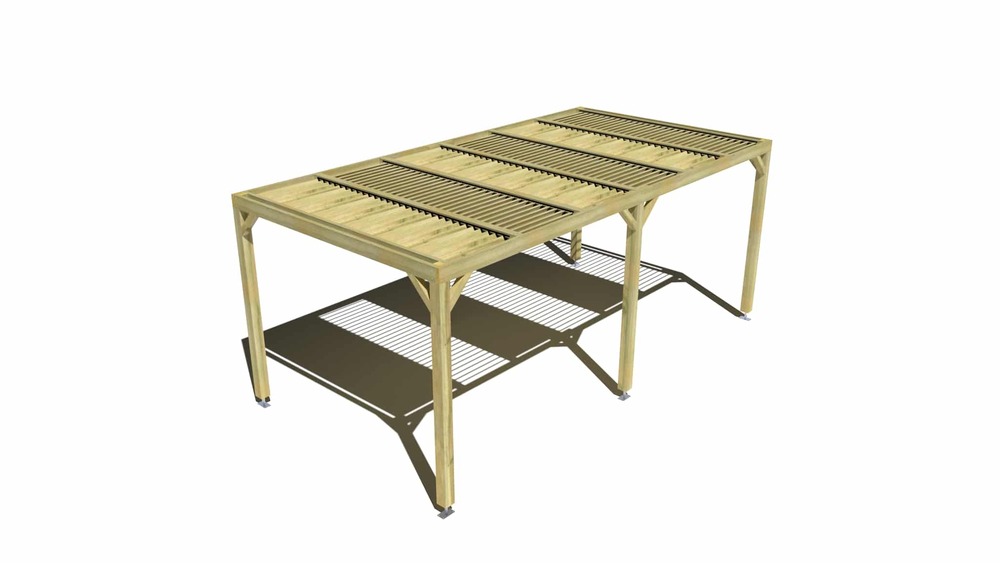 Pergola bois • 6m x 3m • indépendante • sens profondeur • lames orientables bioclimatiques incluses • livraison comprise