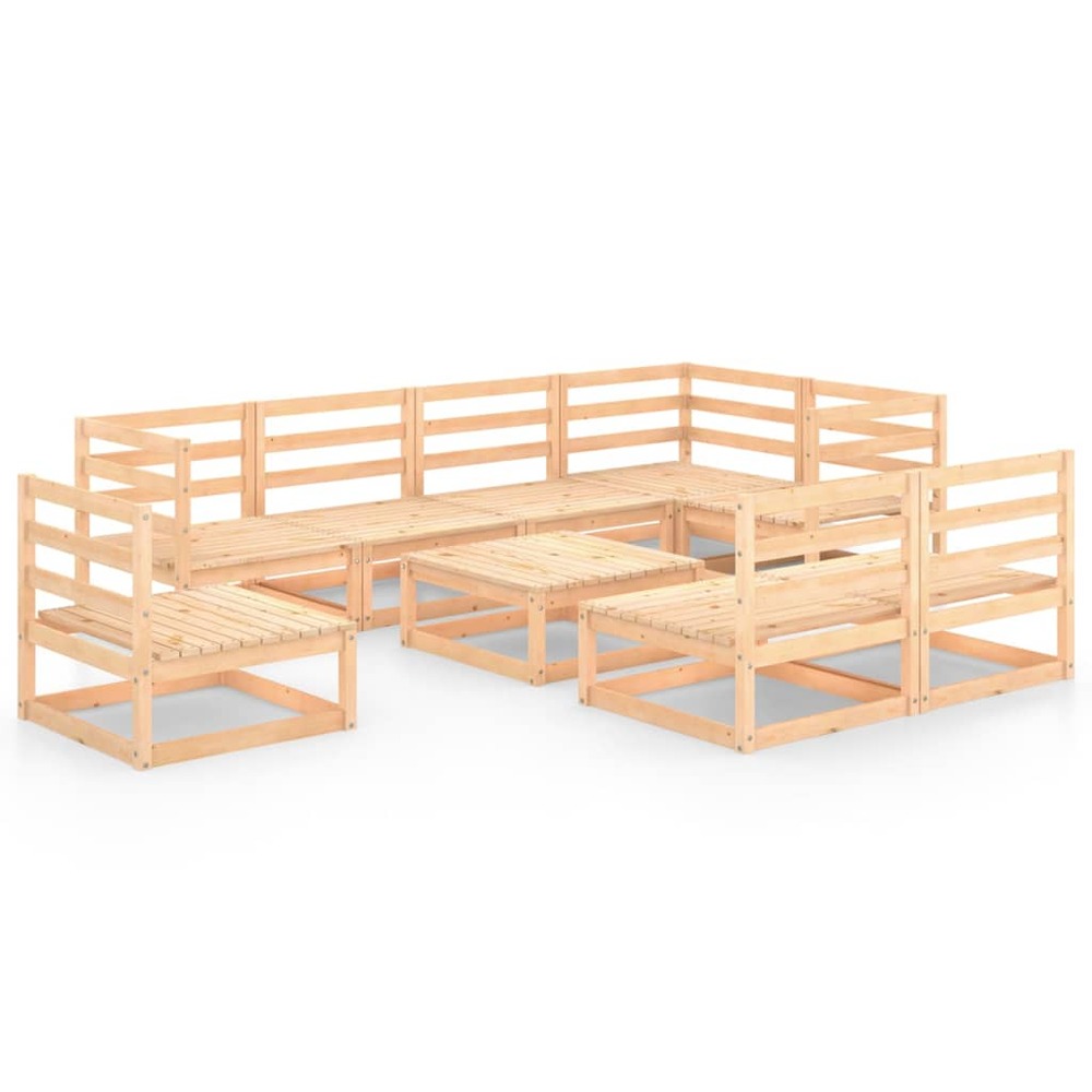 Salon de jardin meuble d'extérieur ensemble de mobilier 9 pièces bois de pin massif